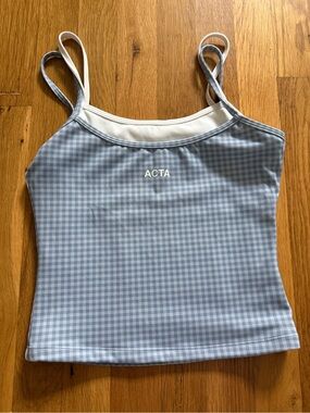Blue Gingham ACTA Activewear Tank Top